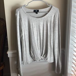 Grey Long Sleeved Shirt w/ Detail at Bottom